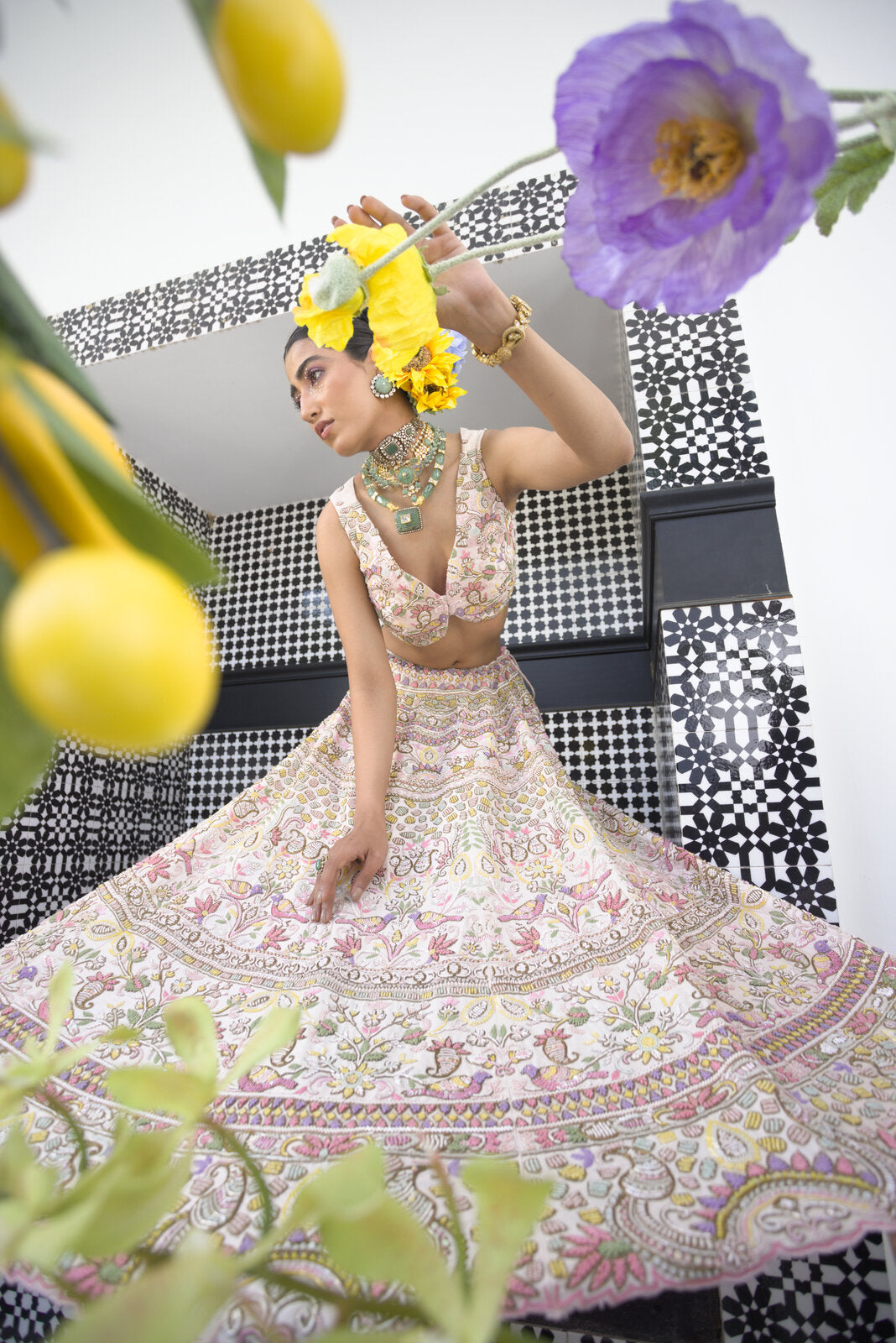 Light pink dabka lehenga set
