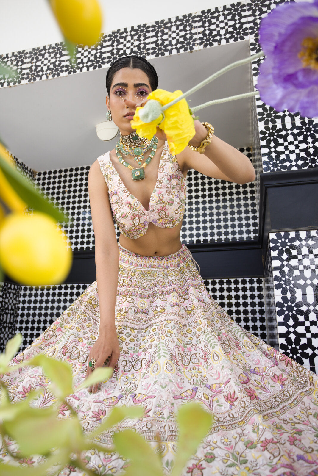 Light pink dabka lehenga set