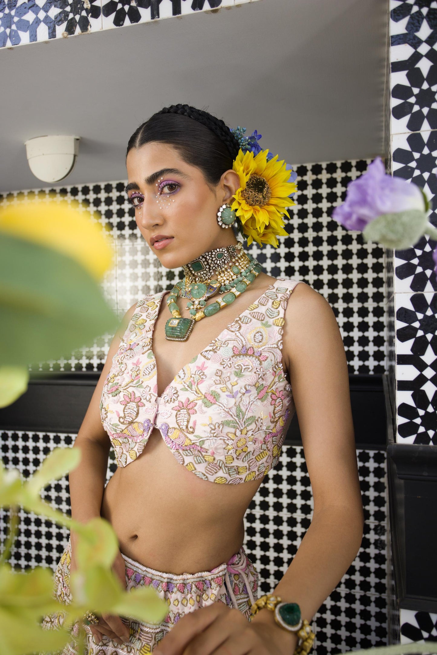 Light pink dabka lehenga set