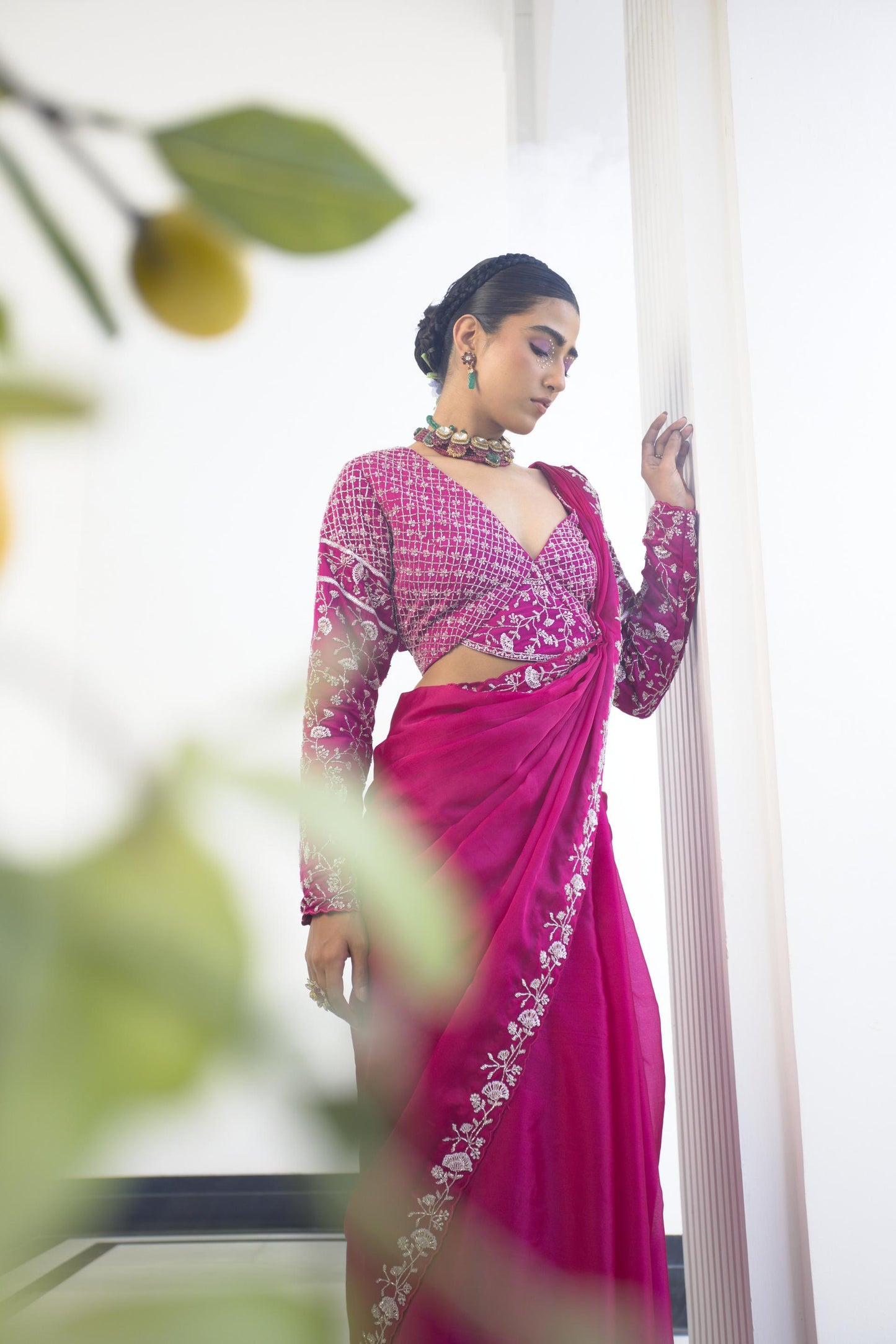 Magenta katdana saree