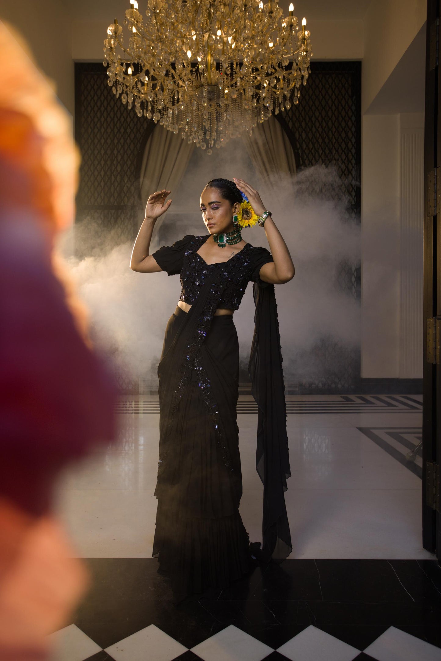 Black draped saree