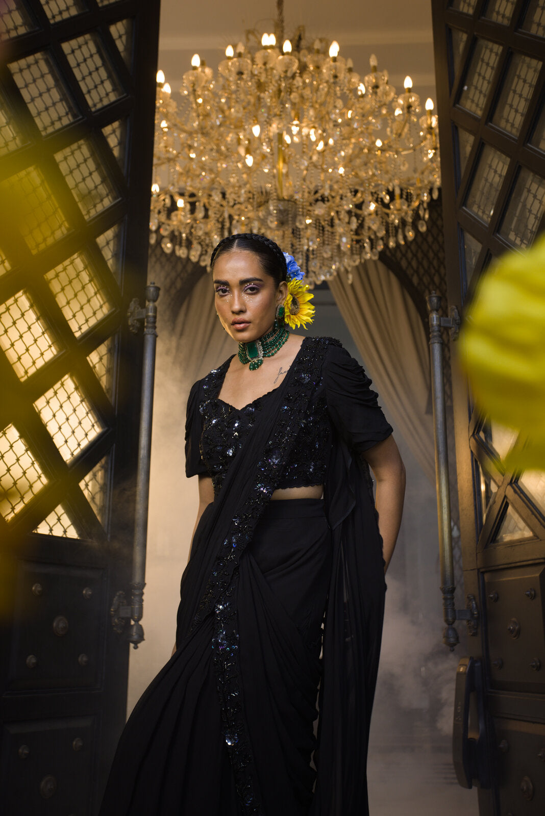Black draped saree