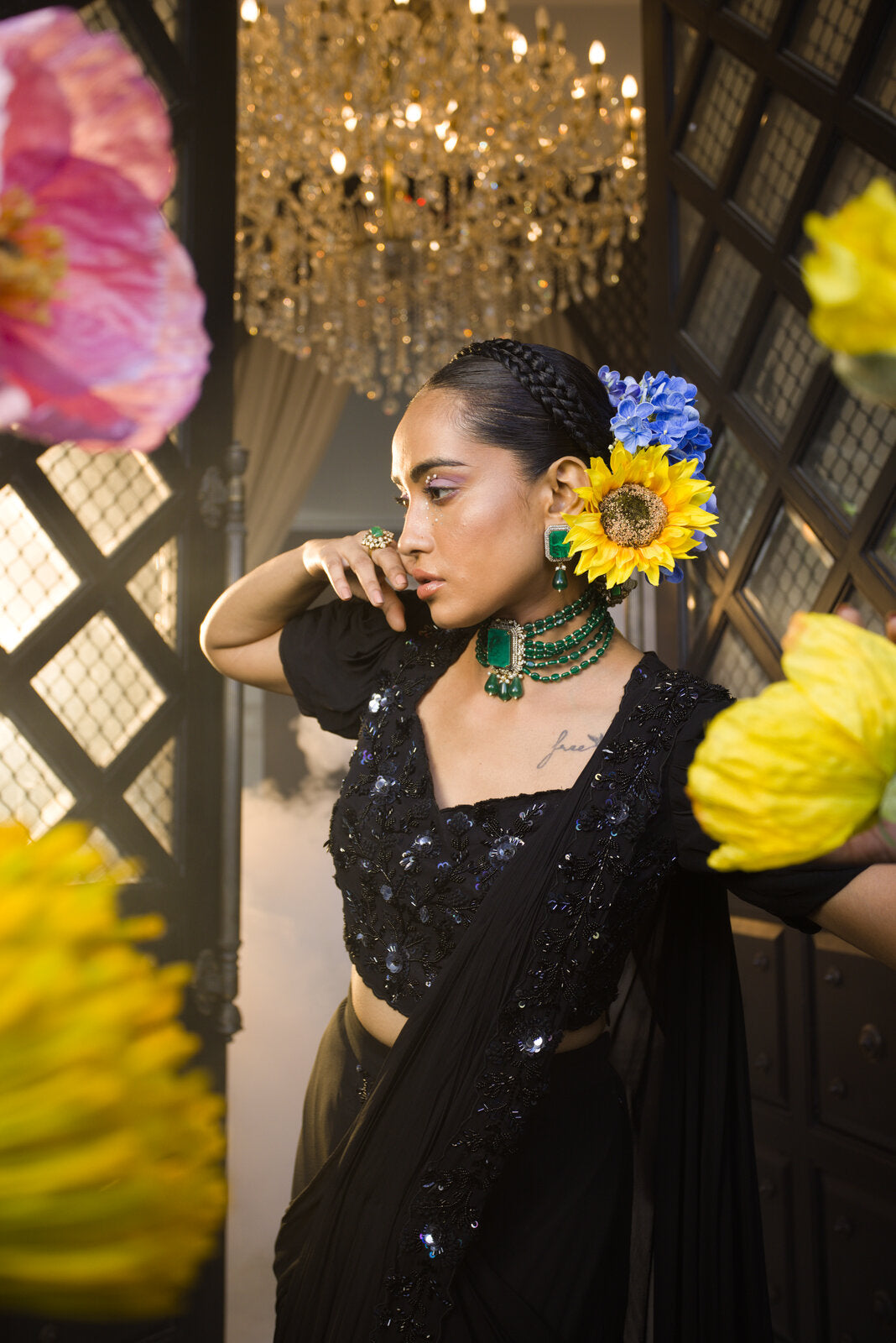 Black draped saree