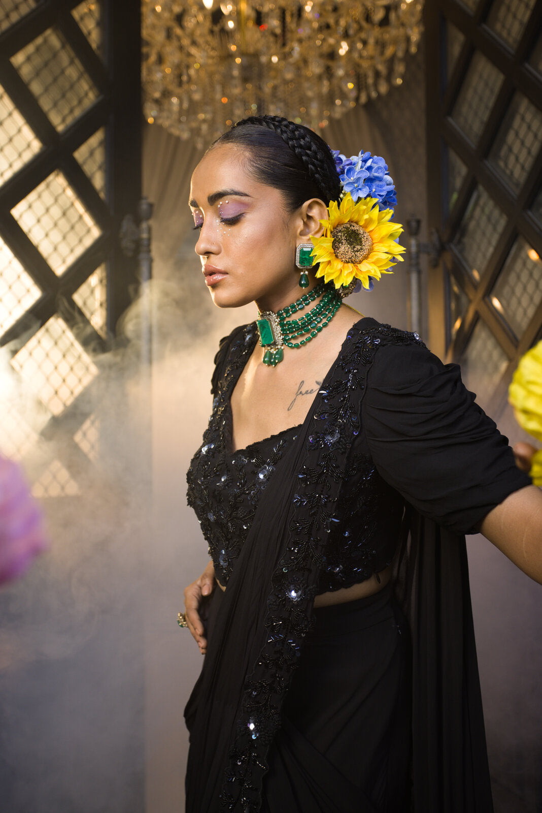 Black draped saree