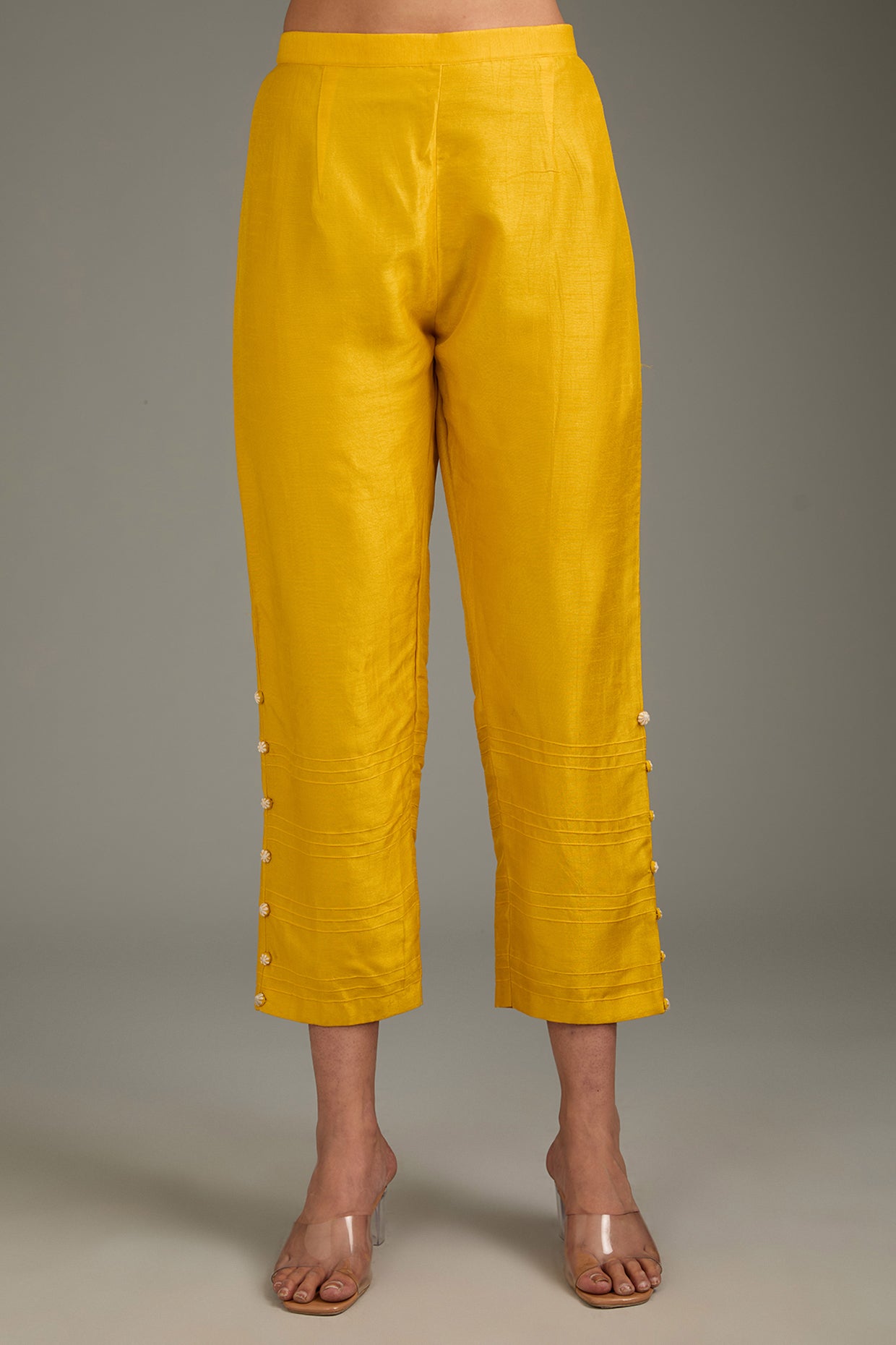 Yellow Couture Silk Hand Embroidered Kurta Set