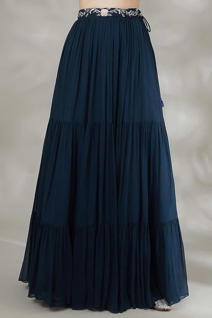 Navy Blue Georgette lehenga set
