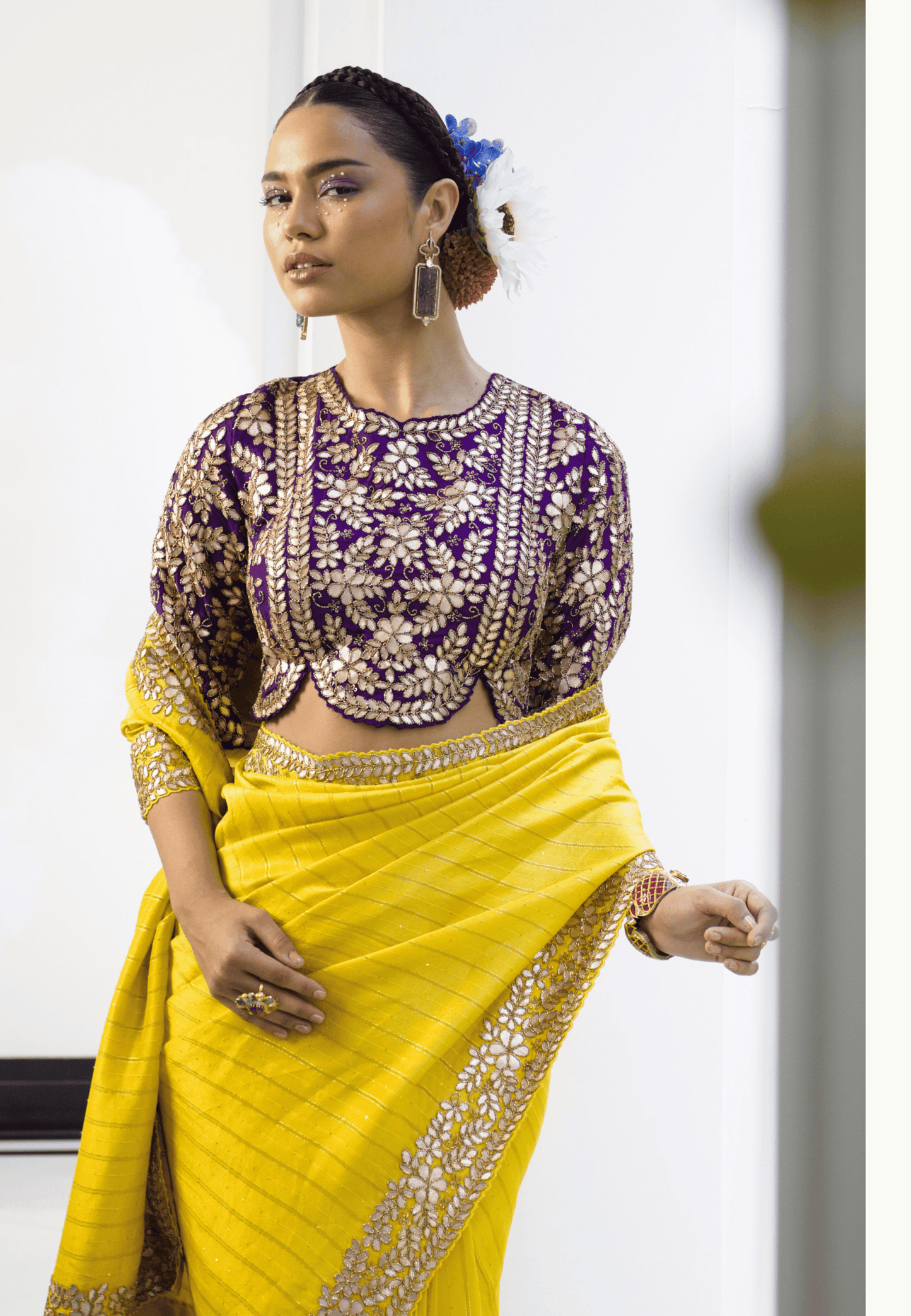 Yellow gota work saree