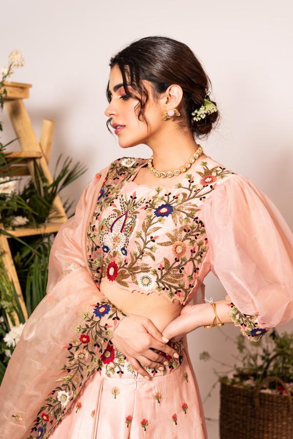 Peach cut dana lehenga set