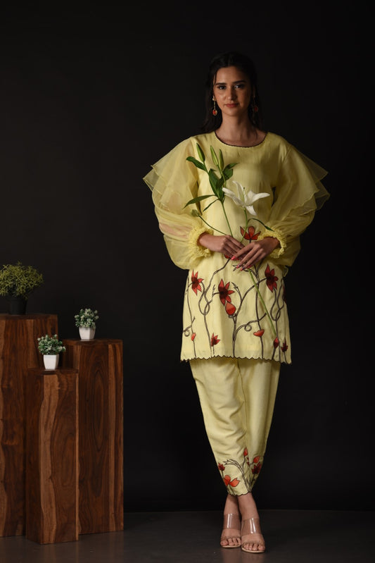 Lemon yellow kurti set
