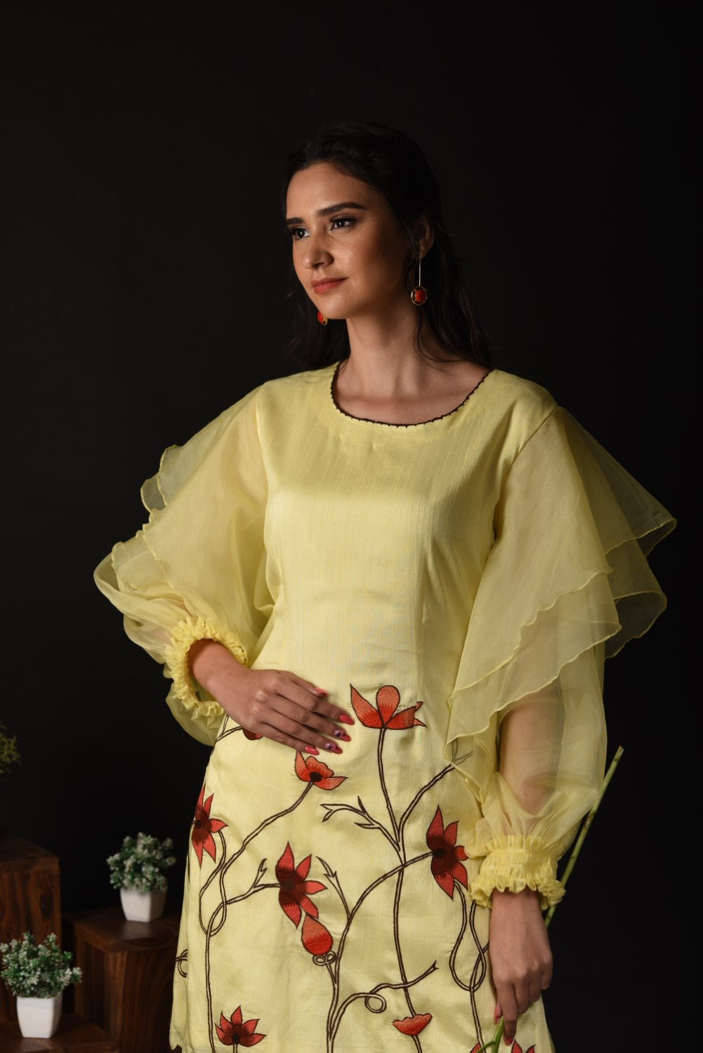 Lemon yellow kurti set