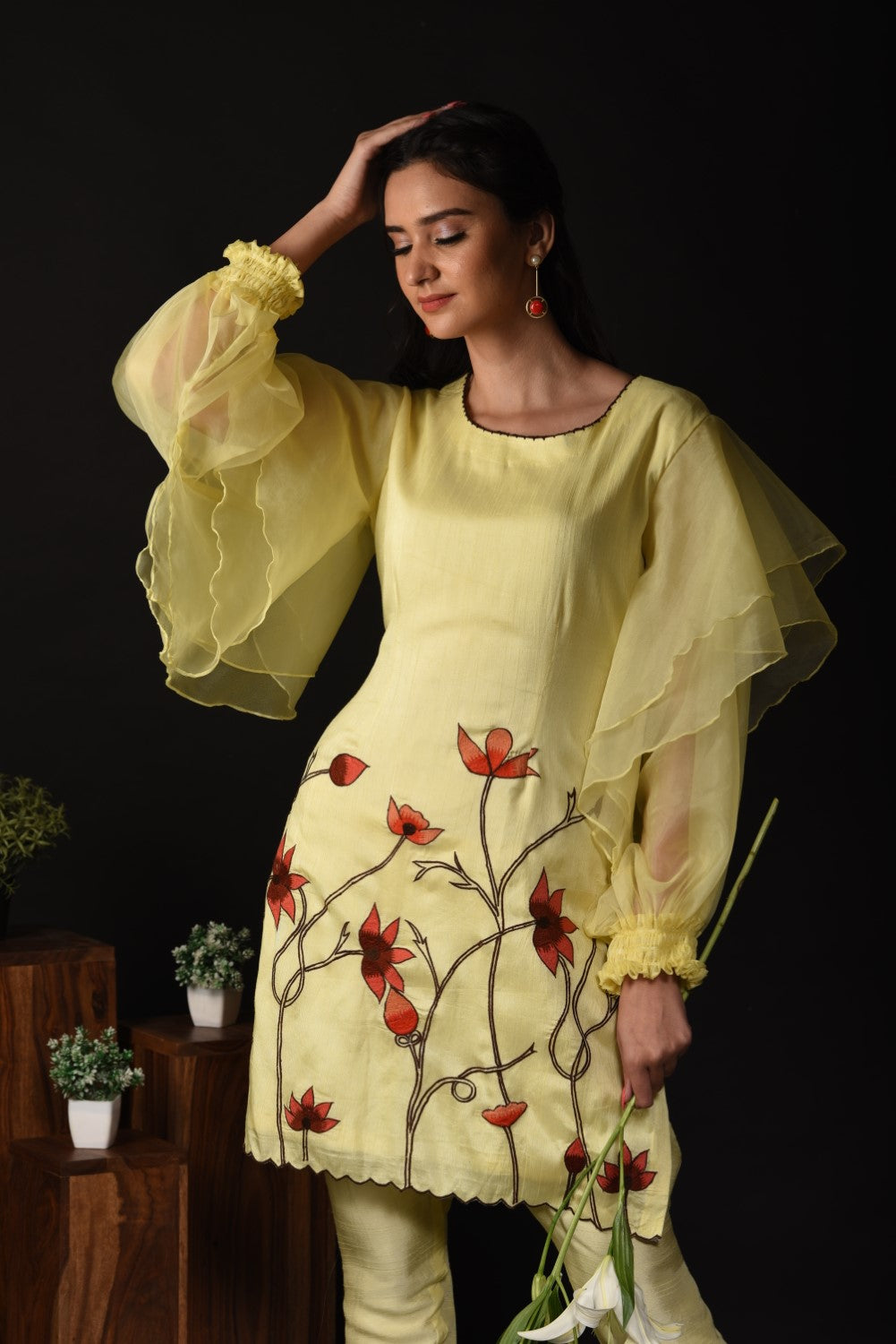 Lemon yellow kurti set