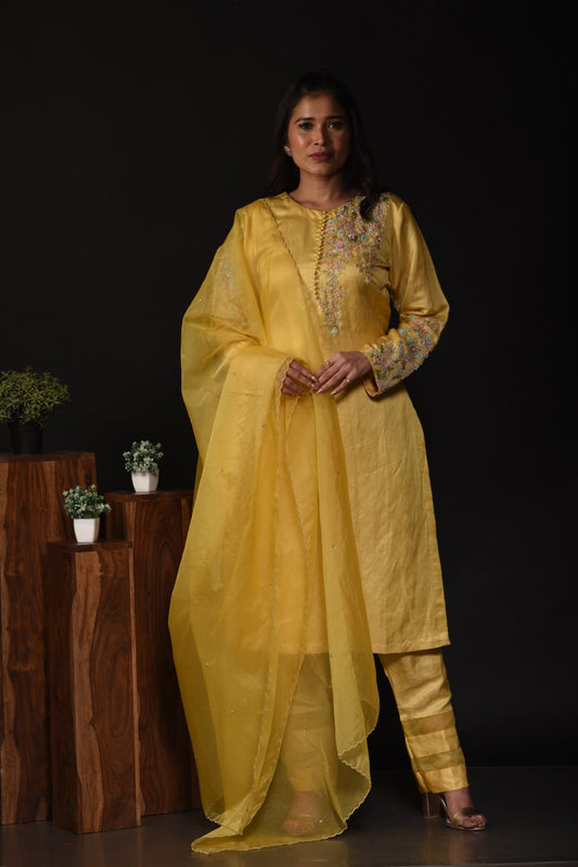 Mud yellow kurti set