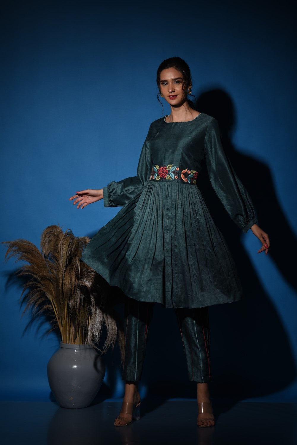 Teal green kurti set