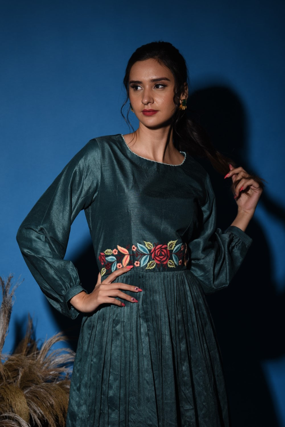 Teal green kurti set