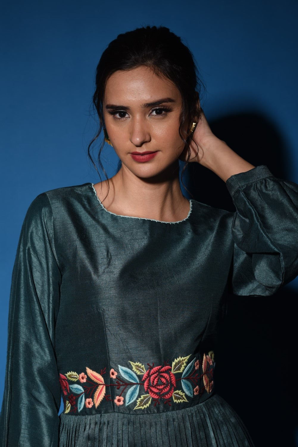Teal green kurti set