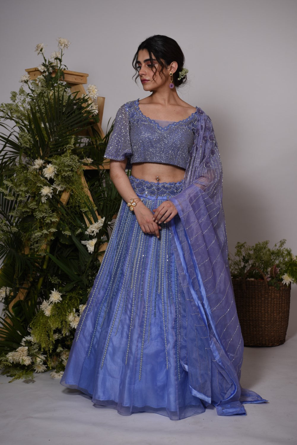 Lilac embellished lehnga set