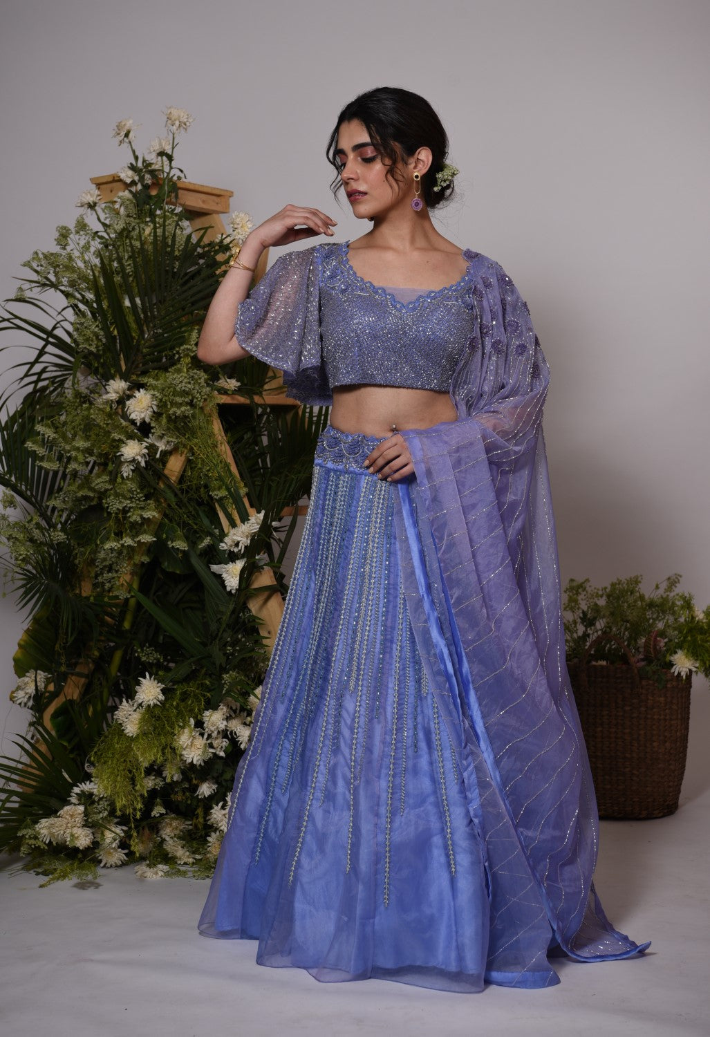 Lilac embellished lehnga set