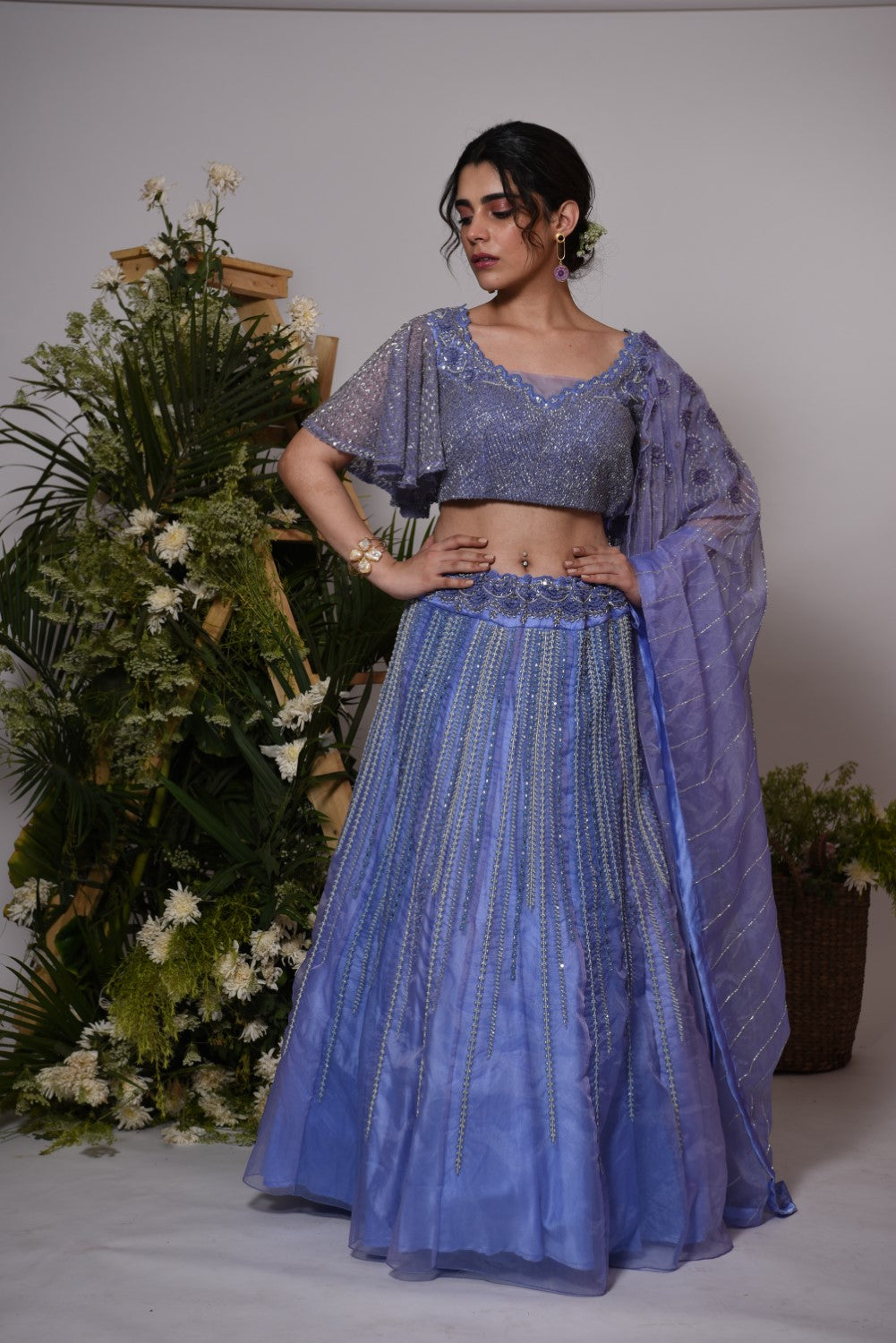 Lilac embellished lehnga set