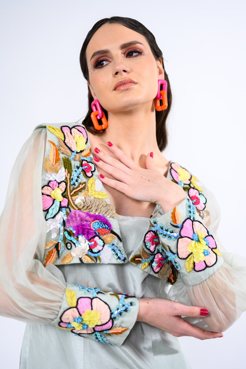 Embellished Collar A-line Dress