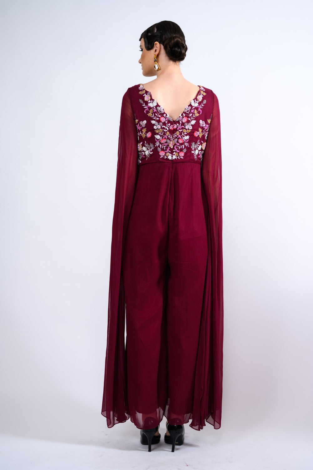 Long Veil Sleeves Embroidered Jumpsuit