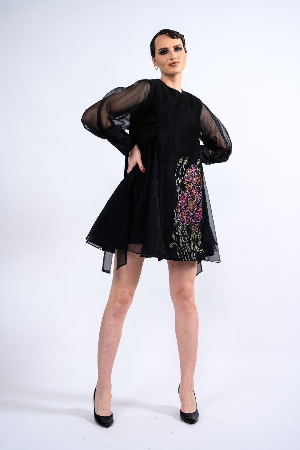 Black Embroidered Playfull Dress