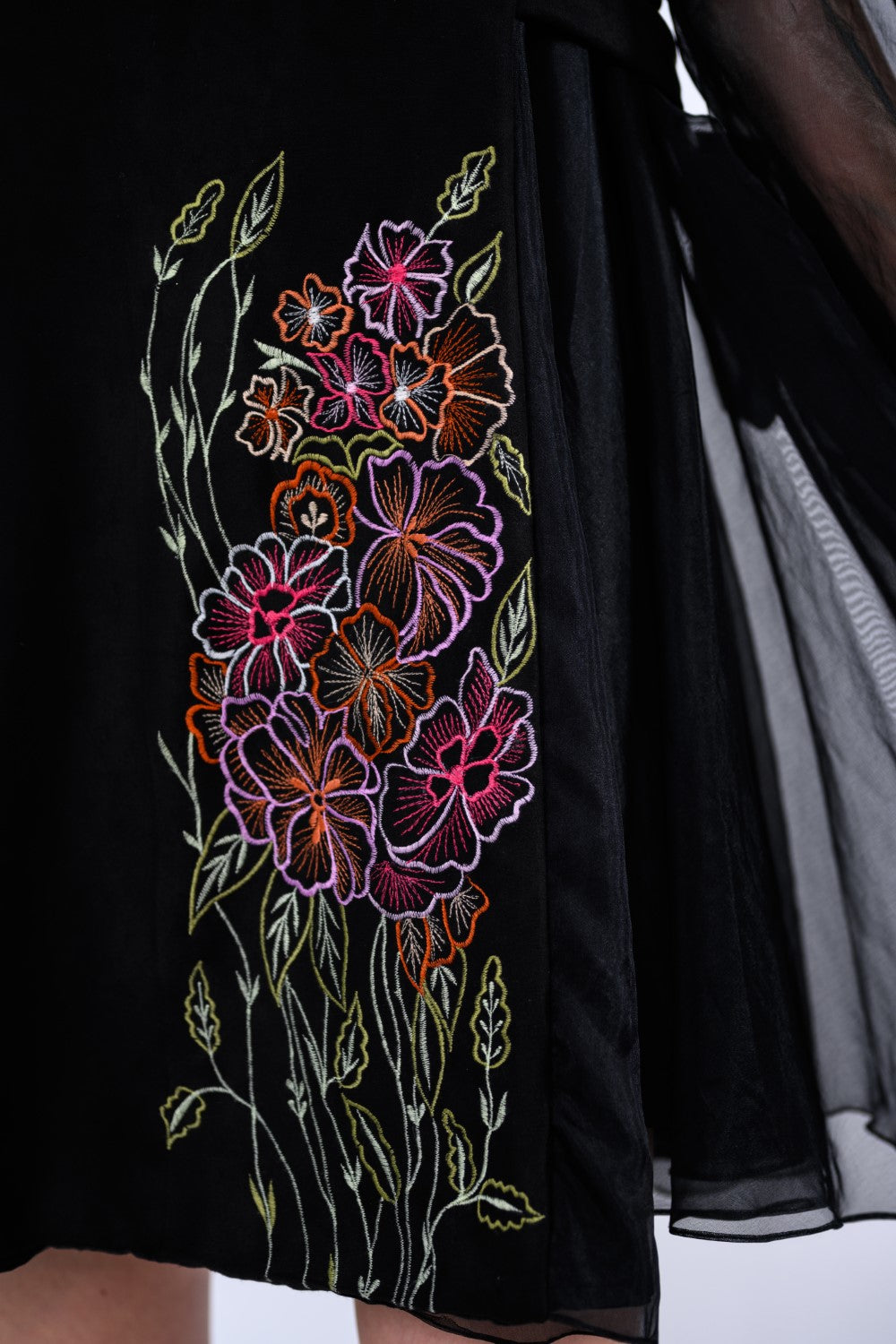 Black Embroidered Playfull Dress