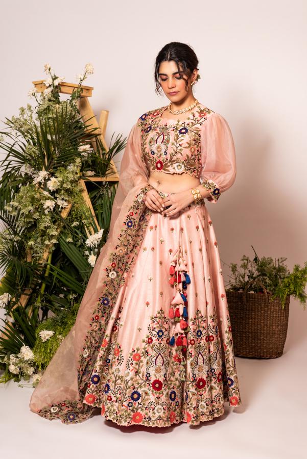 Peach cut dana lehenga set