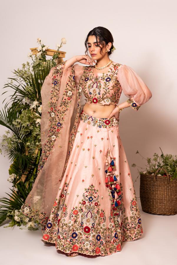 Peach cut dana lehenga set