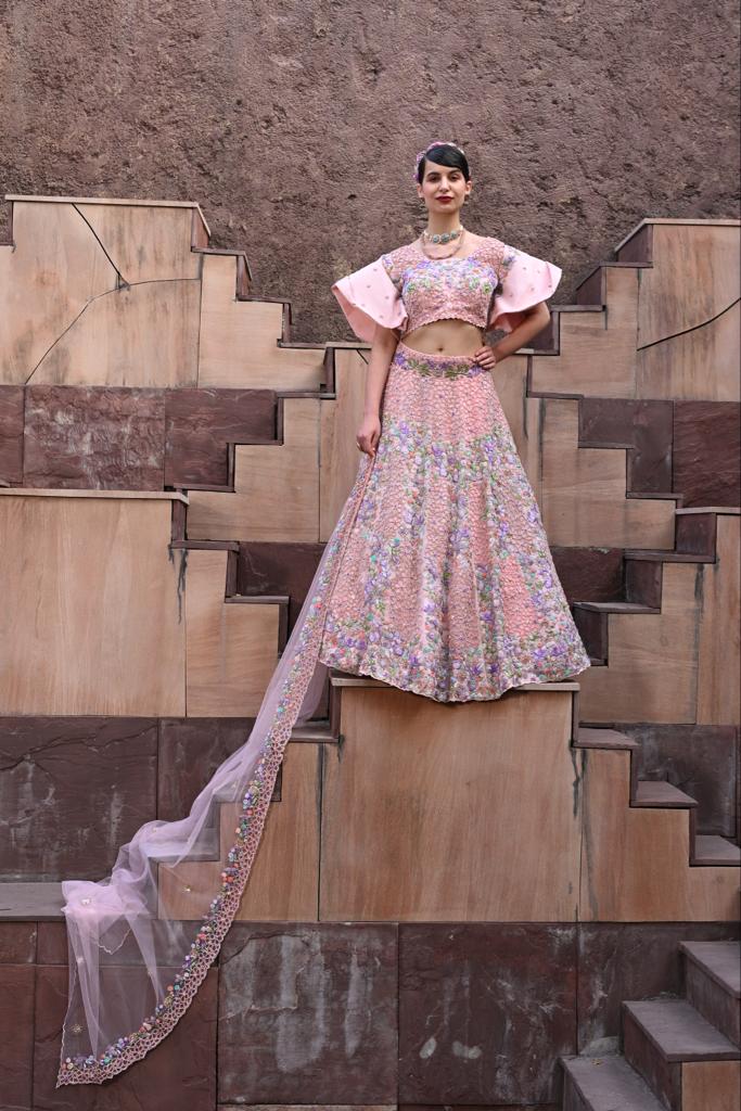 Baby pink embellished lehenga set