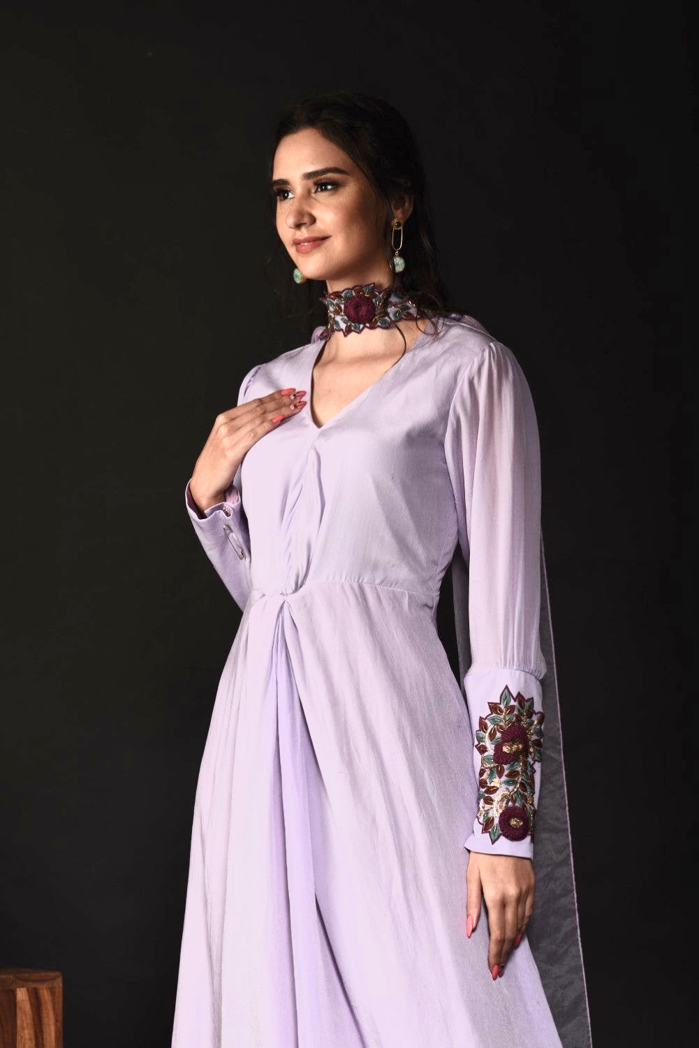 lavender knotted high low dress