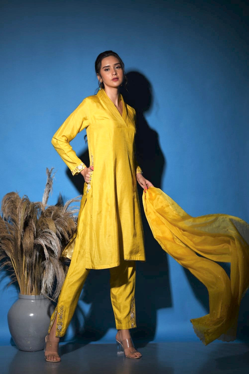 Mustard yellow kurti set