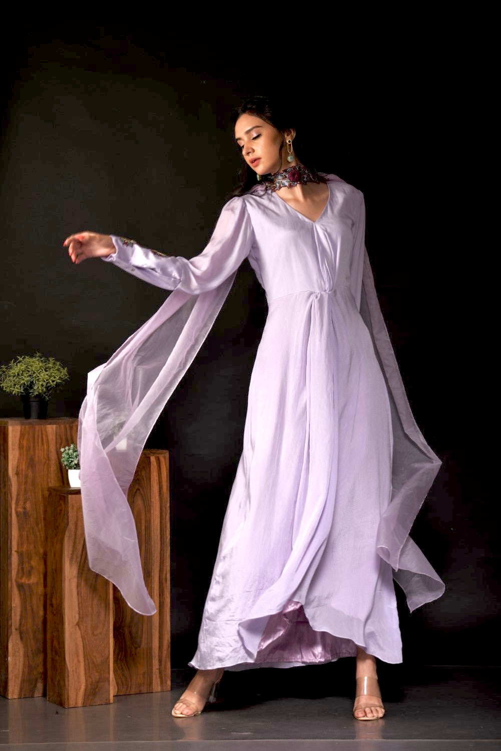 lavender knotted high low dress