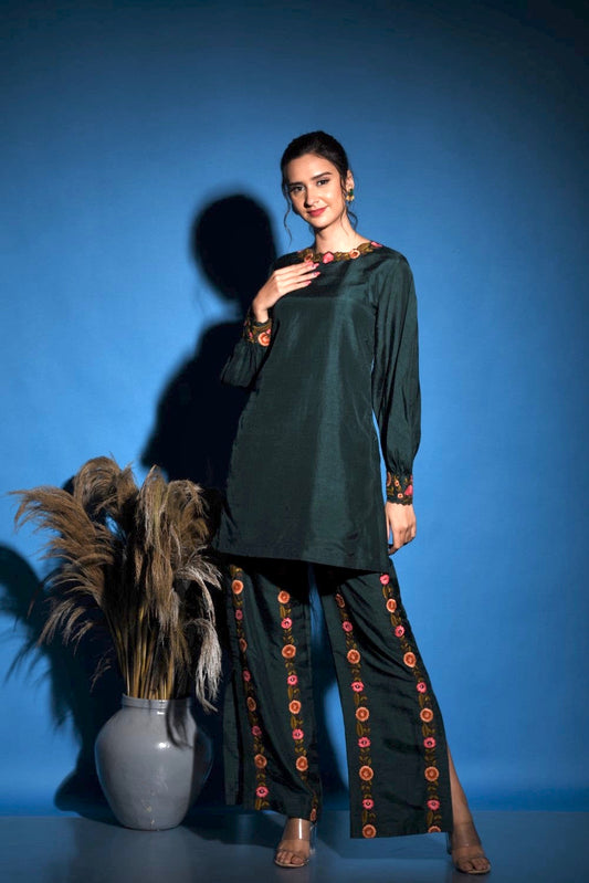 Bottle Green Kurti Set