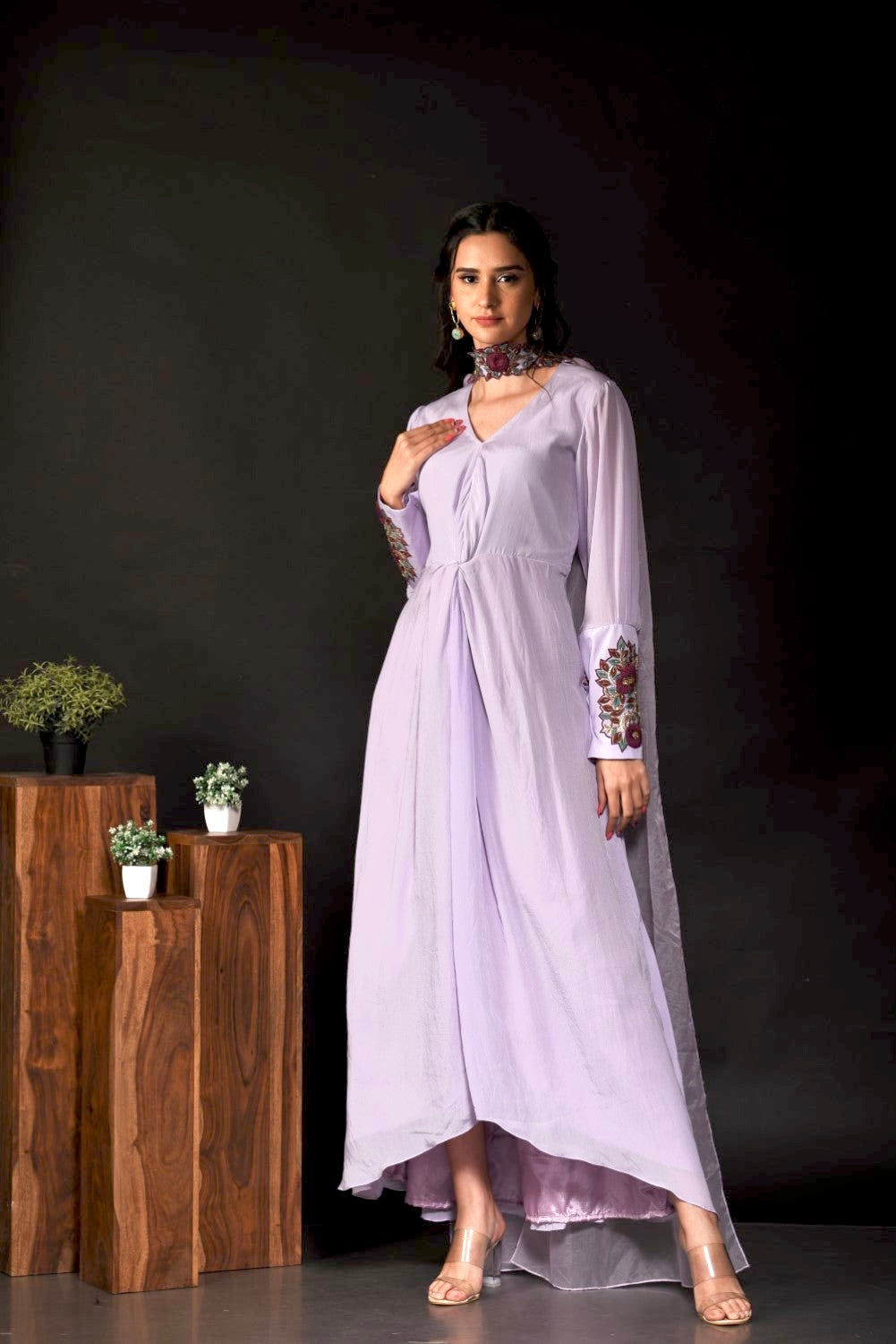 lavender knotted high low dress