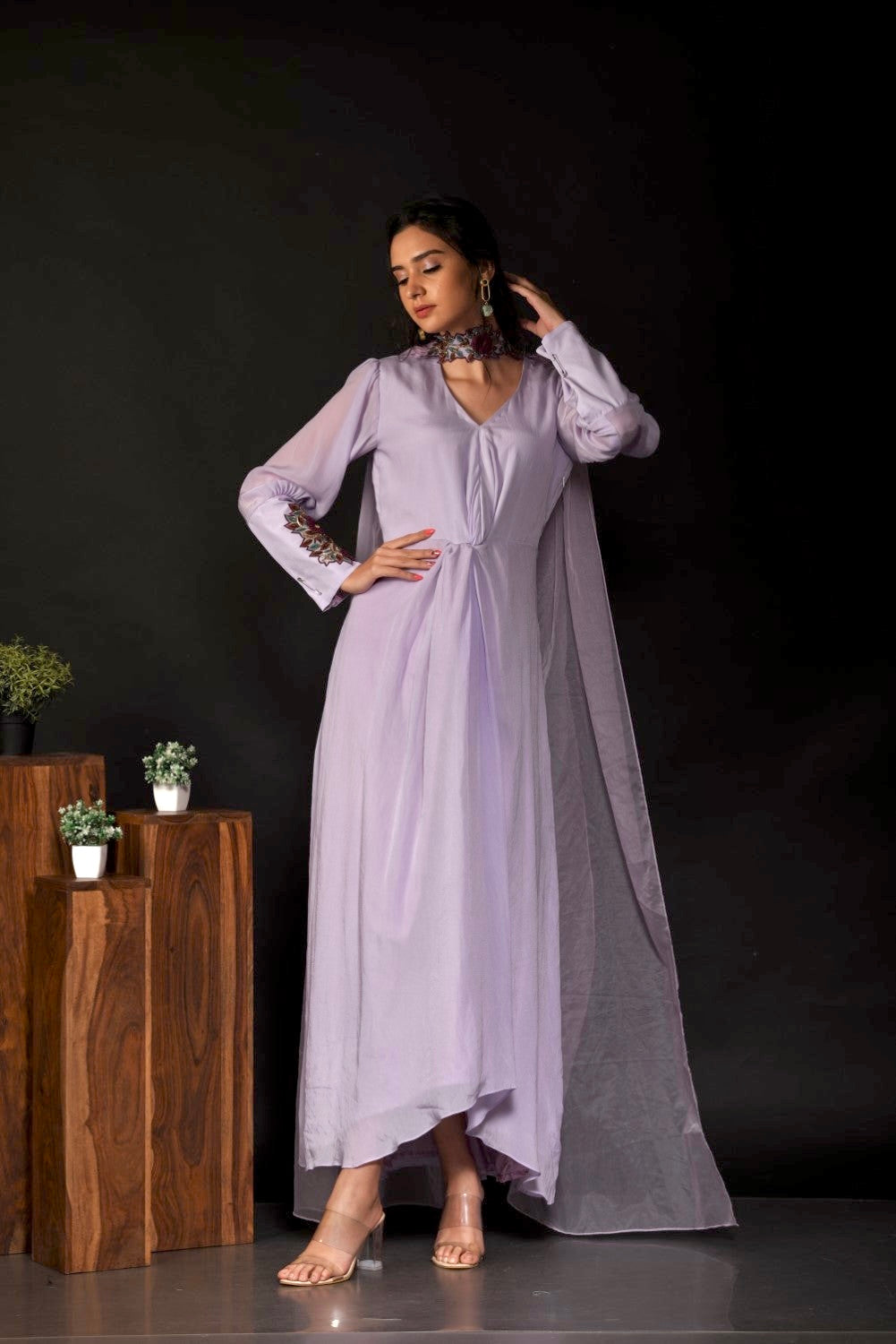 lavender knotted high low dress