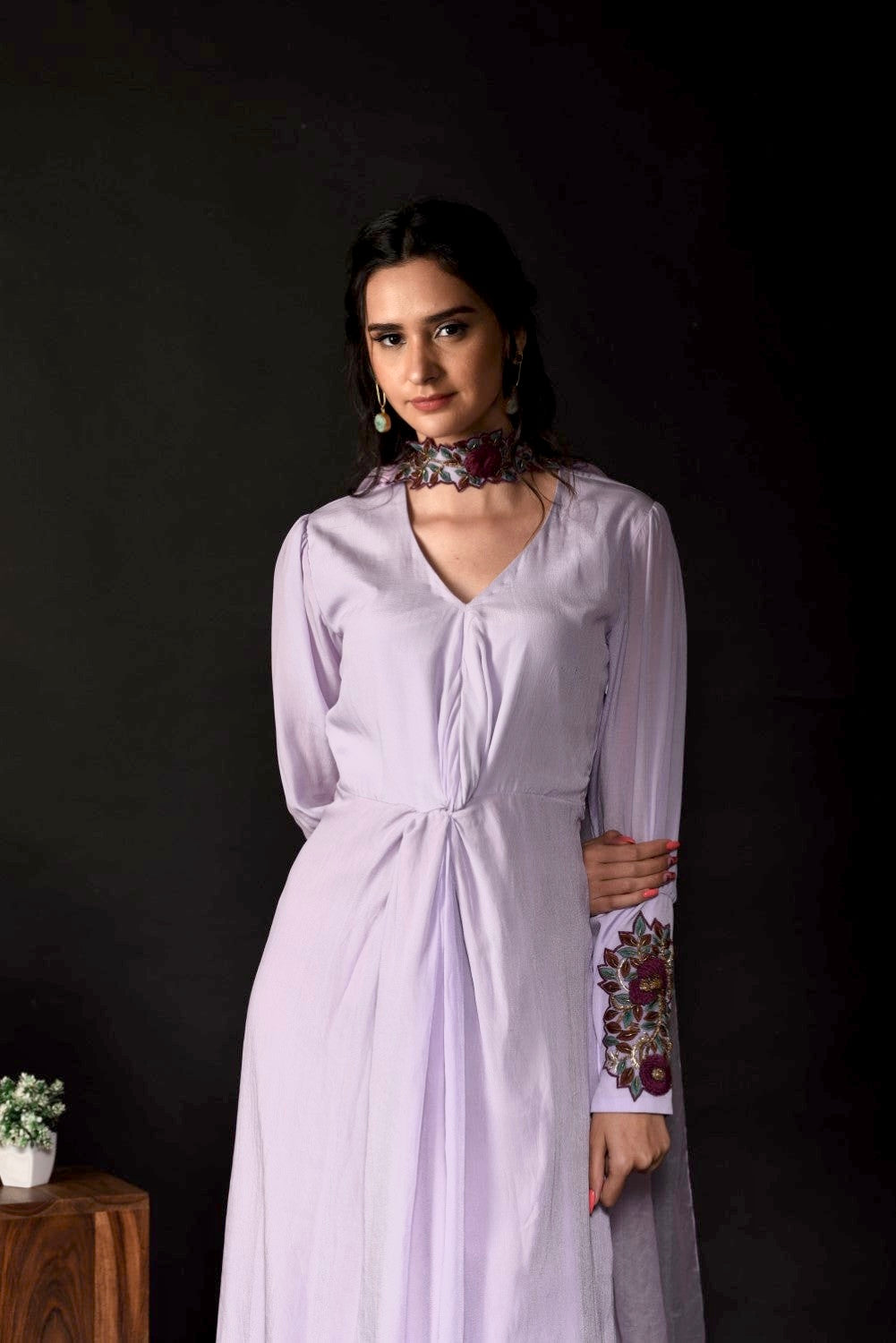 lavender knotted high low dress