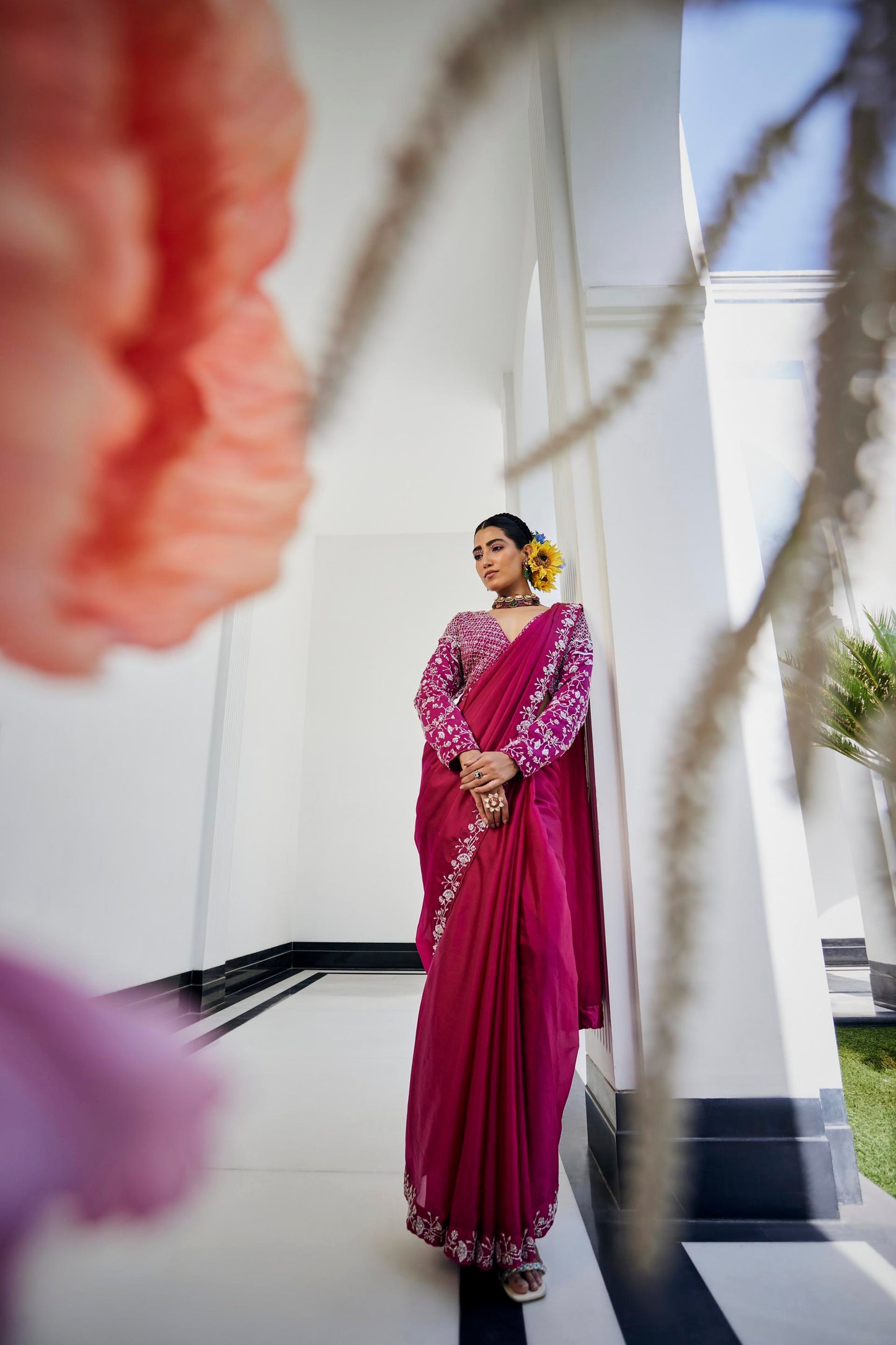 Magenta katdana saree