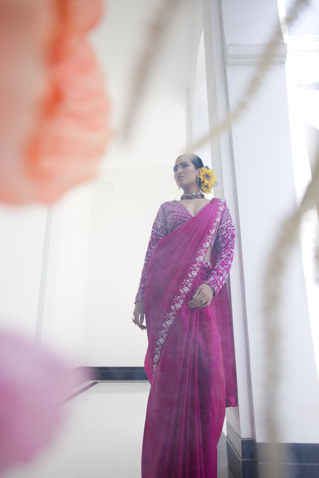 Magenta katdana saree