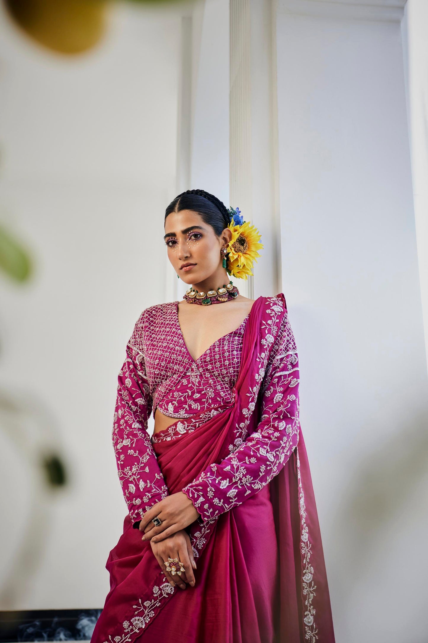 Magenta katdana saree