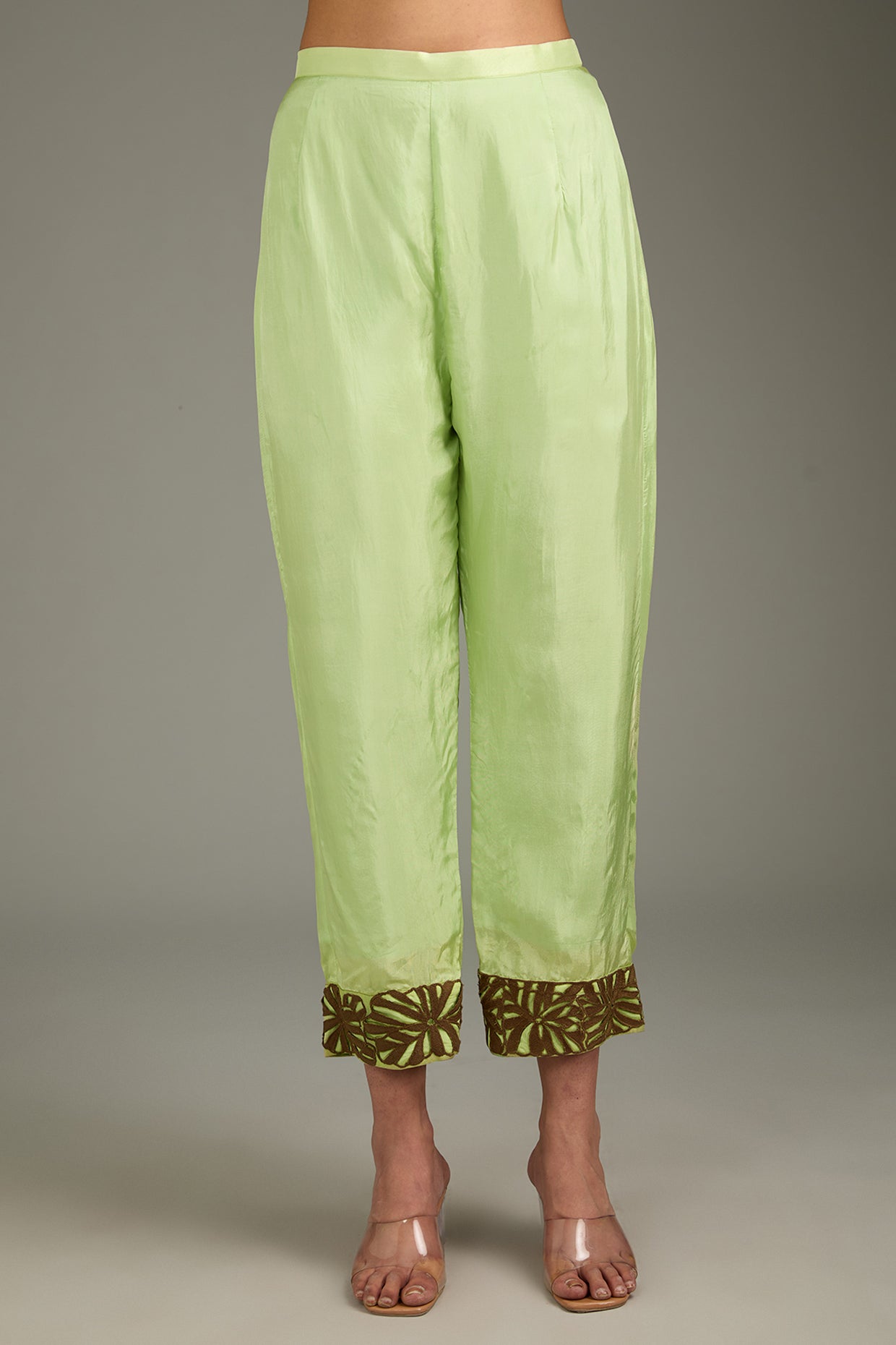 Lime Green Couture Silk Cutwork Kurta Set