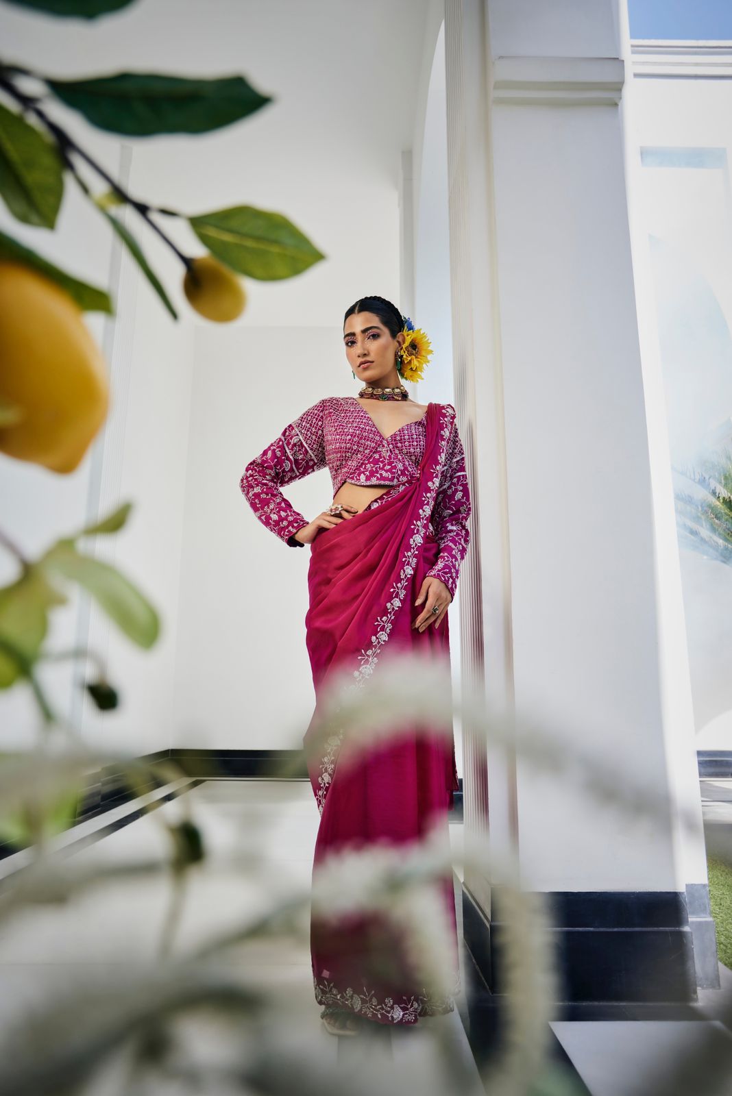 Magenta katdana saree