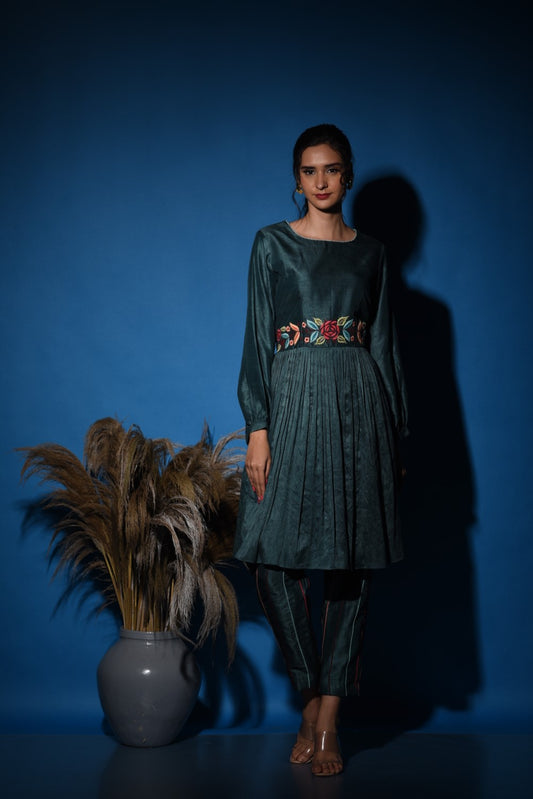 Teal green kurti set