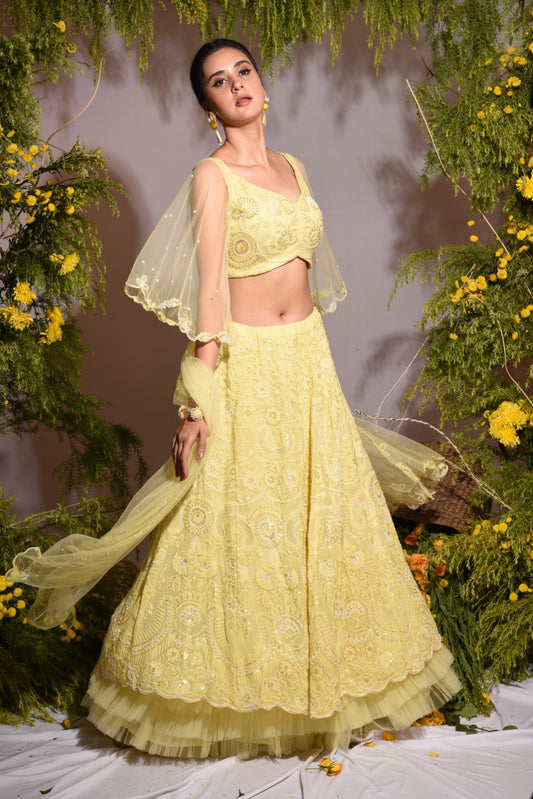 Lemon yellow lehenga set