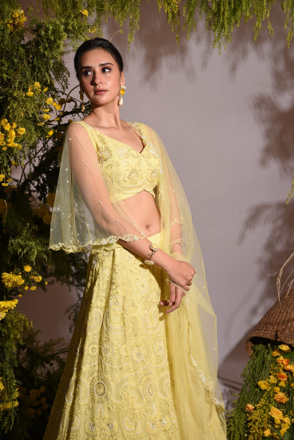 Lemon yellow lehenga set