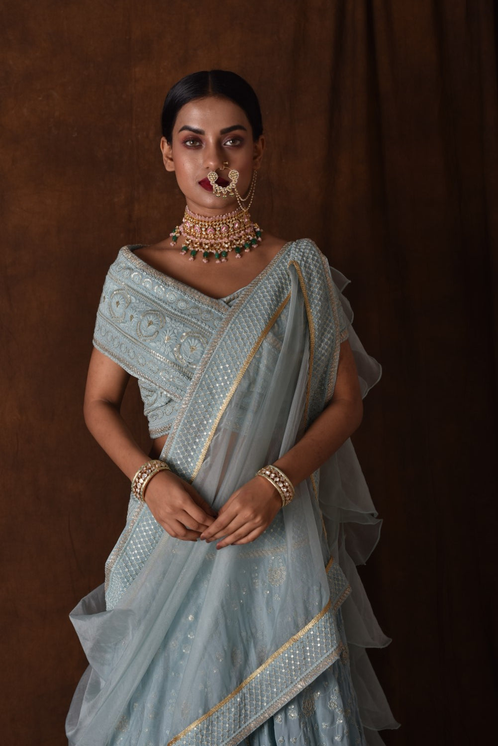 Powder Blue Chikankari Lehenga Set