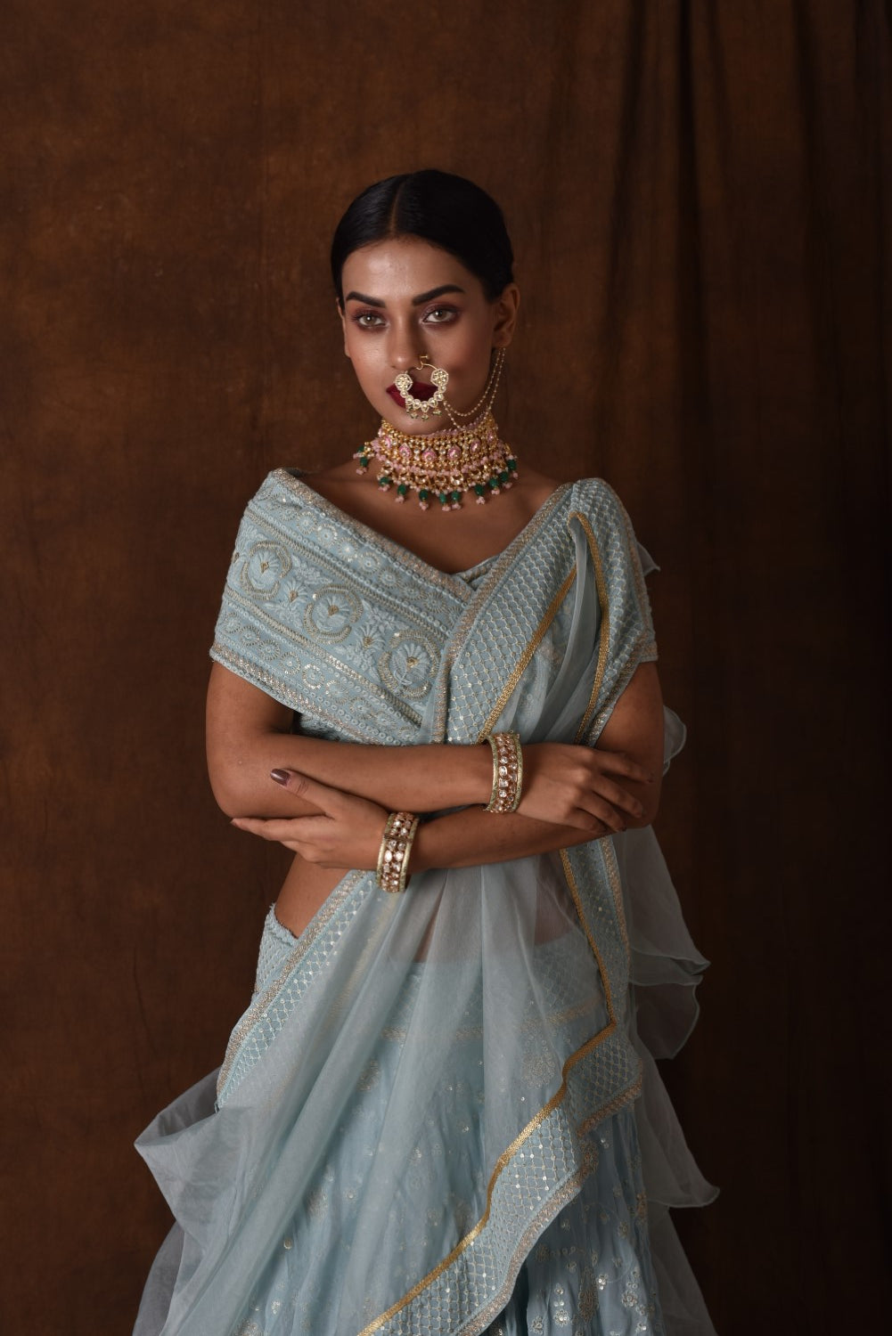 Powder Blue Chikankari Lehenga Set