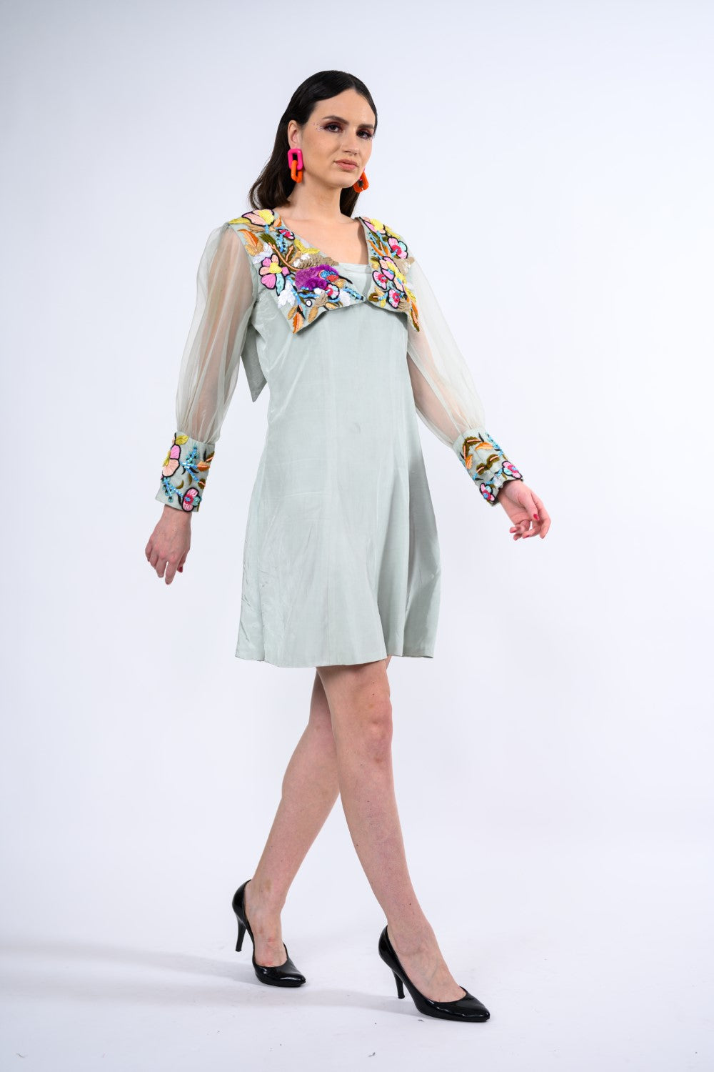 Embellished Collar A-line Dress
