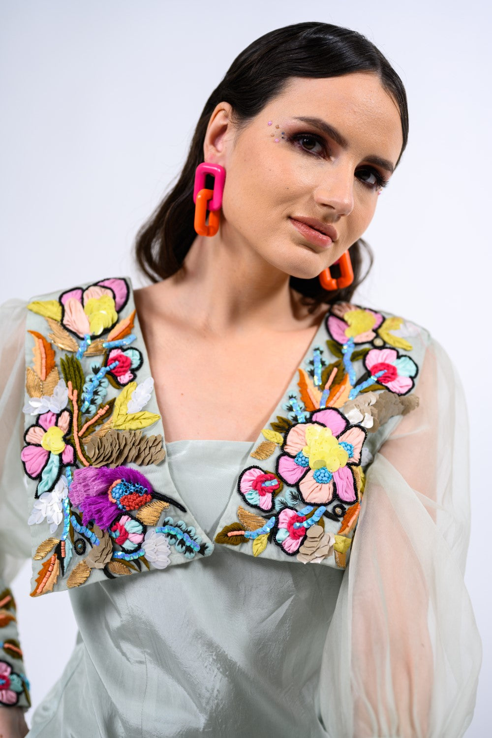 Embellished Collar A-line Dress