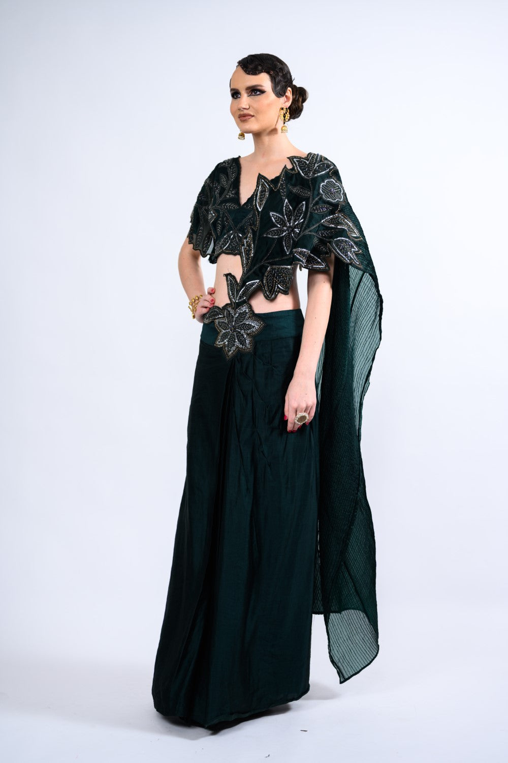 Drape Work Bottle Green Cut Work Drape Set – Label Dee