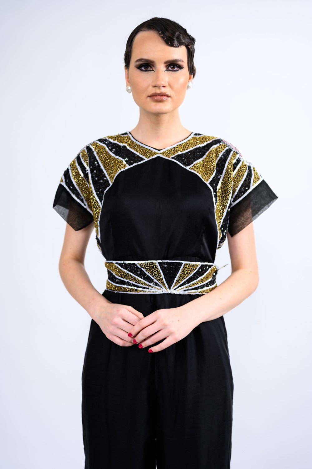 Shoulder Sequence Work Jumpsuit